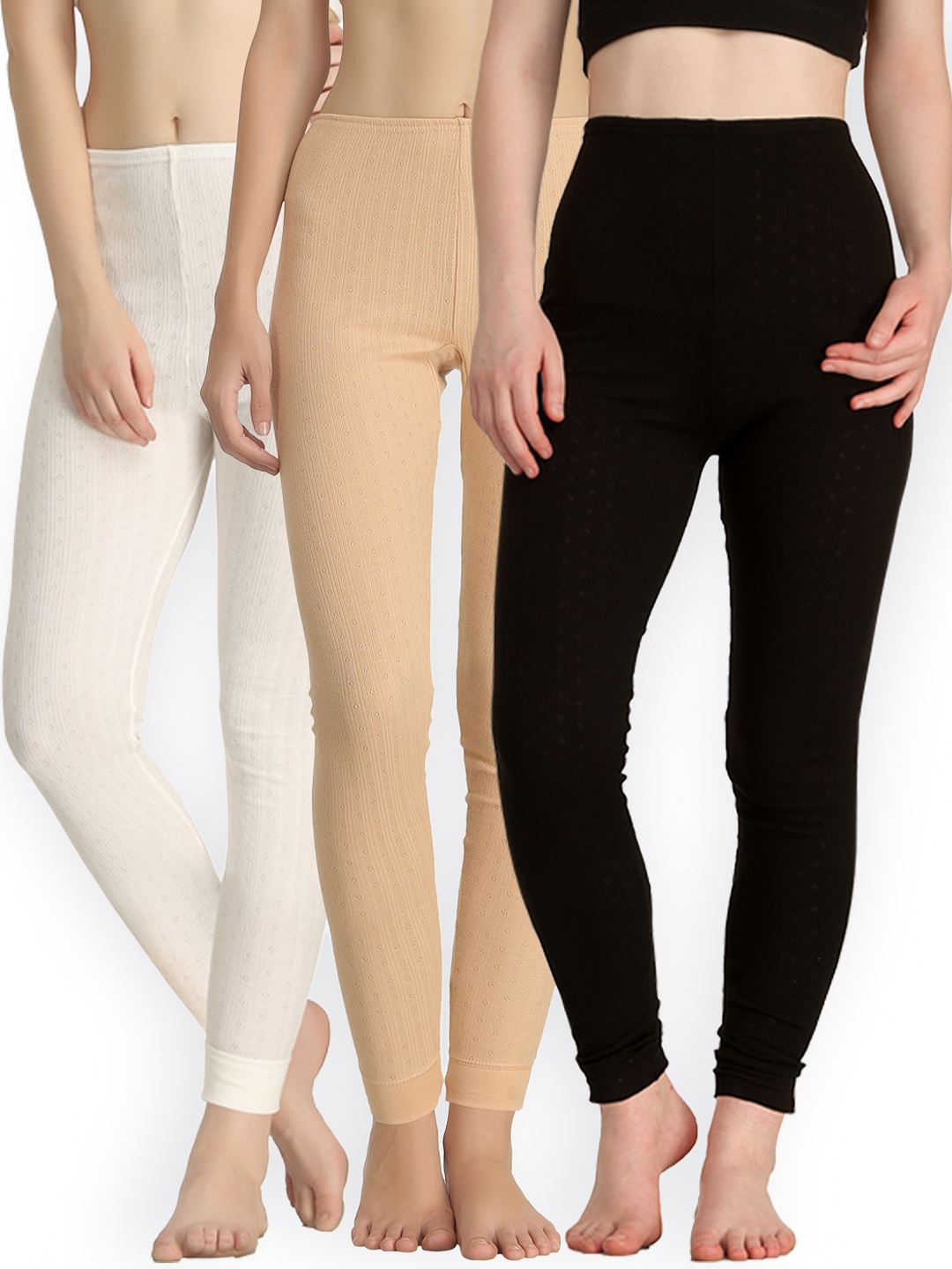 

Kanvin Women Pack of 3 Thermal Bottoms, Off white