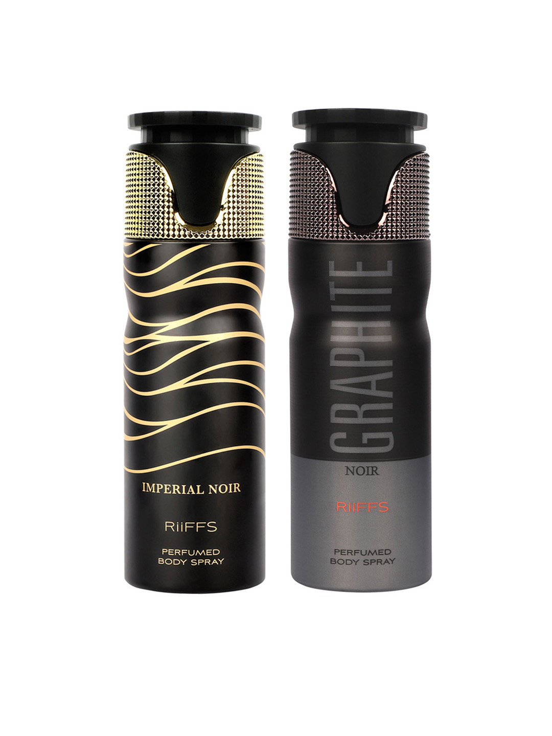 

RIIFFS Set of 2 Long Lasting Deodorants 200 ml Each - Imperial Noir & Graphite Noir, Black