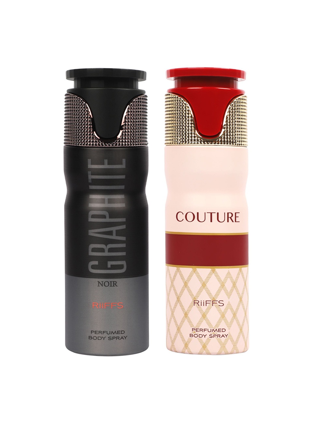 

RIIFFS Set Of 2 Long Lasting Deodorants 200 ml Each - Graphite Noir & Couture, Black