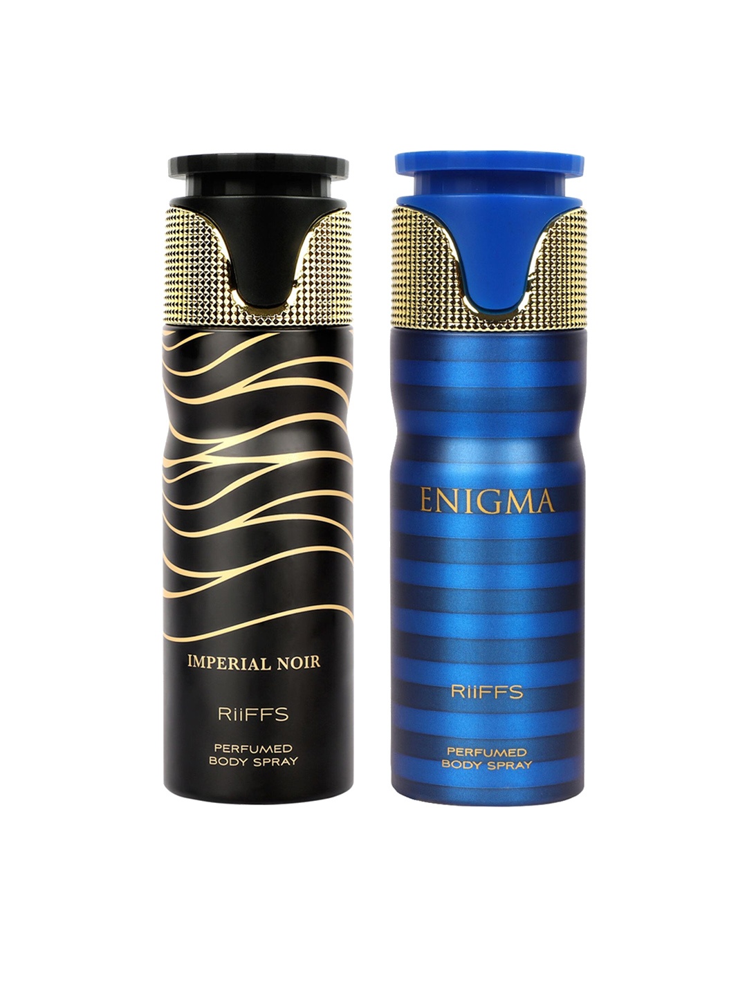 

RIIFFS Set of 2 Long Lasting Deodorants 200 ml Each - Imperial Noir & Enigma, Blue