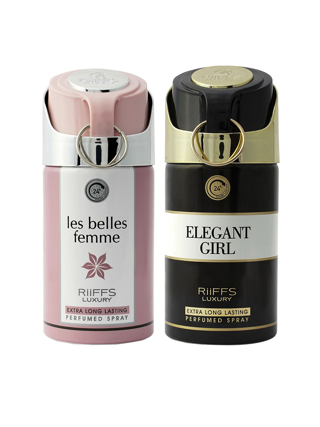 

RIIFFS Women Set Of 2 Long Lasting Deodorant 250ml Each - Les Belles Femme & Elegant Girl, Black