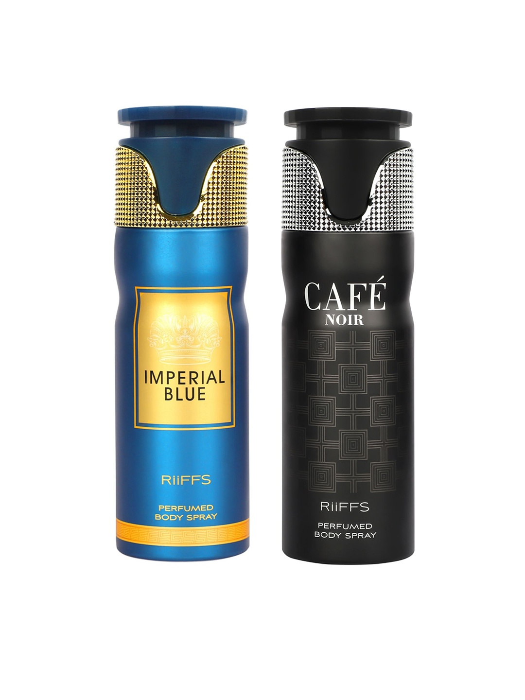

RIIFFS Men Set Of 2 Long Lasting Deodorants 200 ml Each - Imperial Blue & Cafe Noir