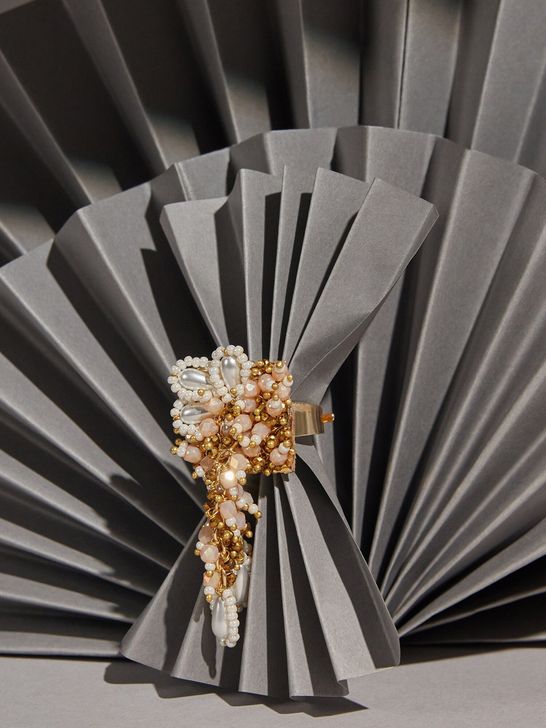 

D'oro Gold-Plated Beaded Finger Ring