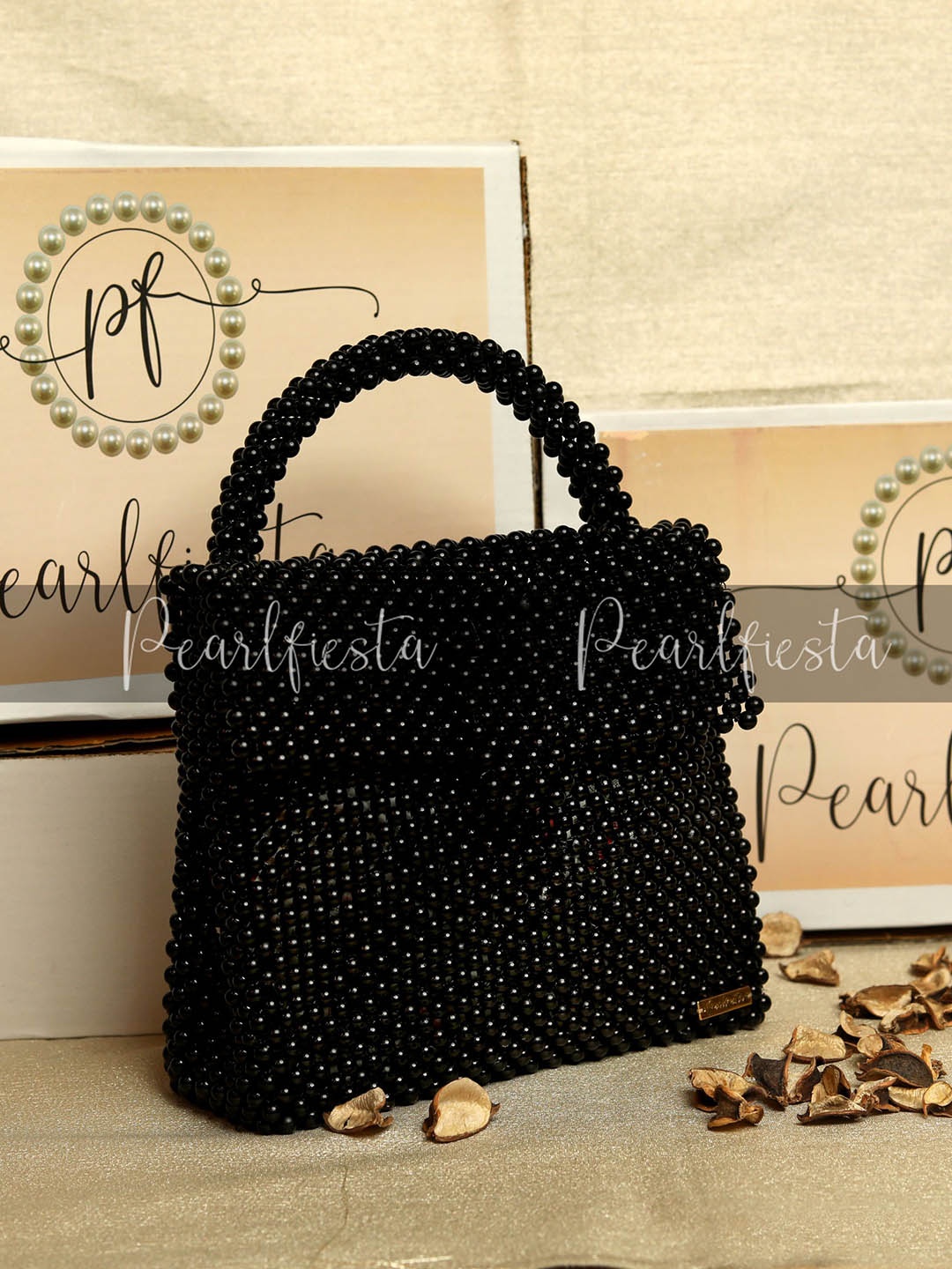

Pearlfiesta Black Oversized Bucket Tote Bag with Cut Work