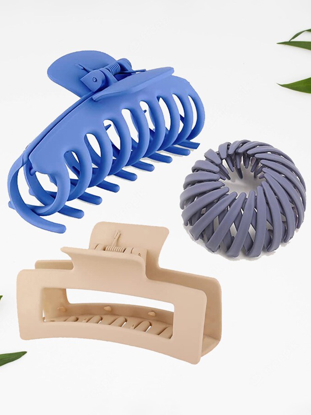 

FIMBUL Women Set of 3 Matte Hair Claw Clip, Blue