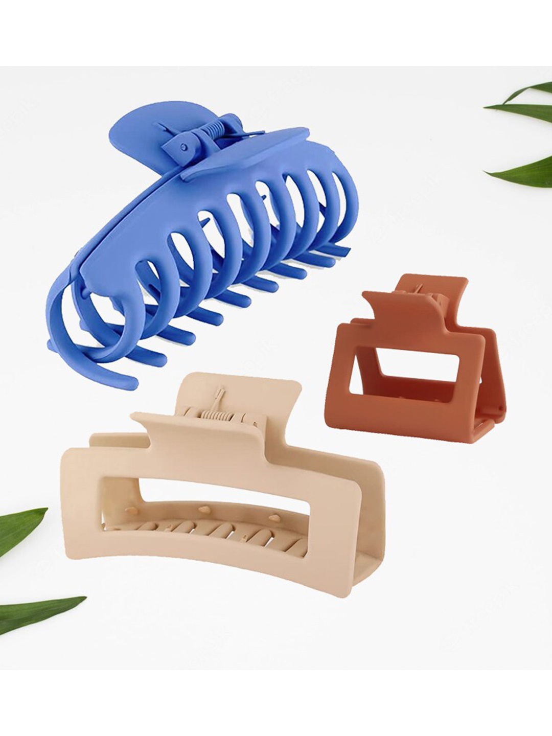 

FIMBUL Women Set of 3 Matte Hair Claw Clip, Blue