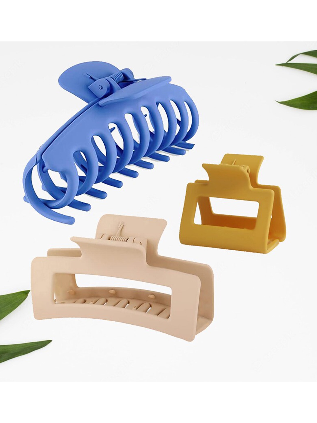 

FIMBUL Women Set of 3 Matte Hair Claw Clip, Blue