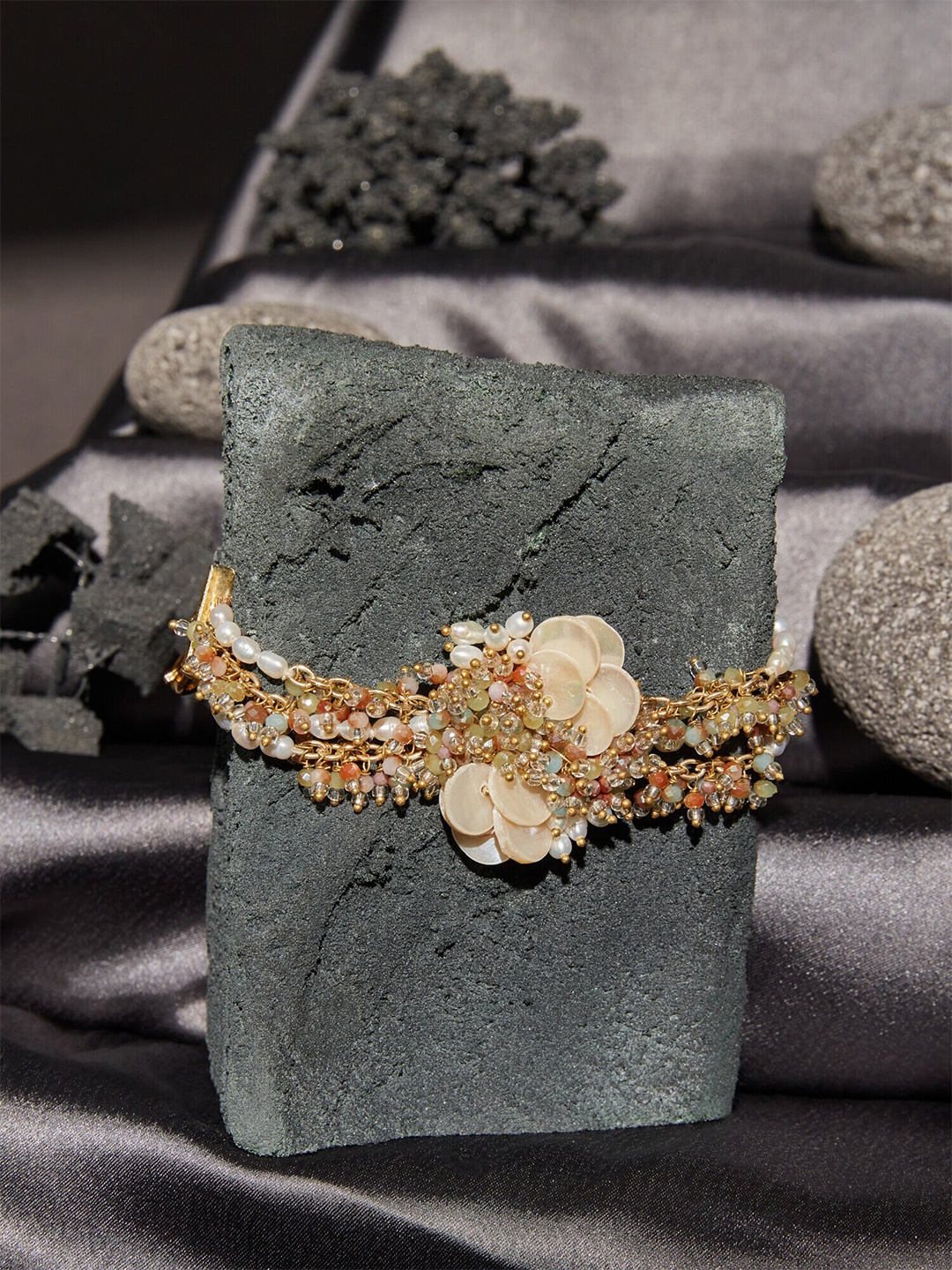 

D'oro Women Gold-Plated Beaded Link Bracelet