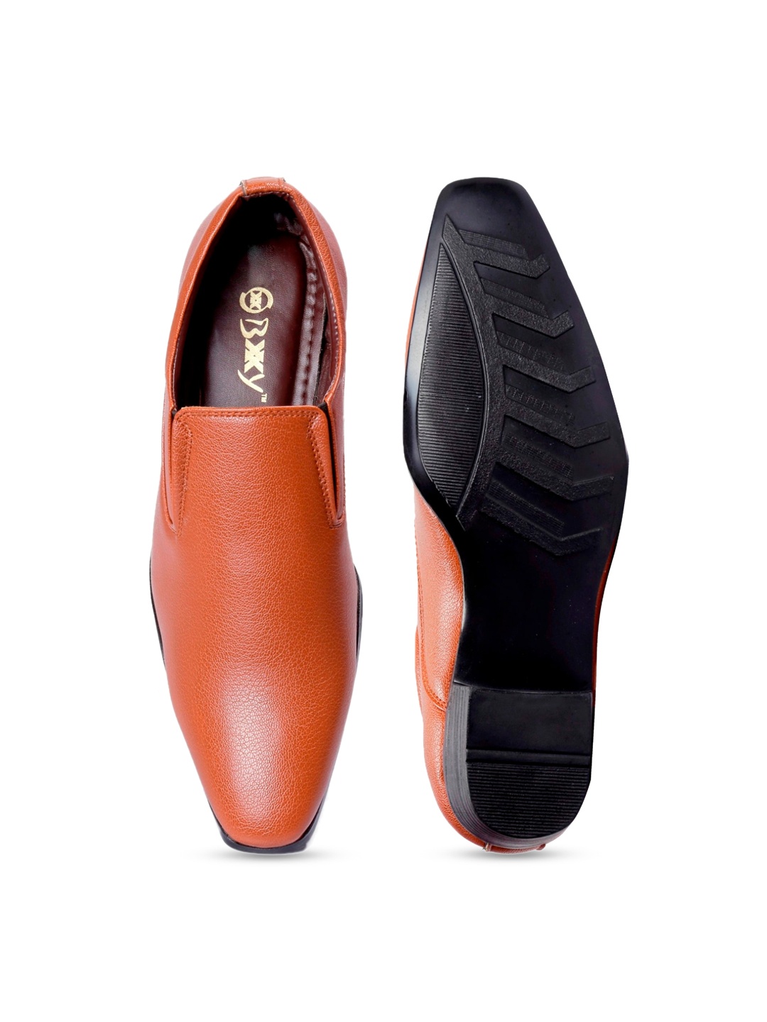 

Bxxy Men Textured Height increasing Formal Slip-On Shoes, Tan