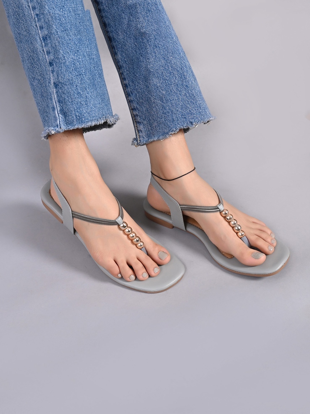 

Myra Women Embellished Open Toe Flats, Grey