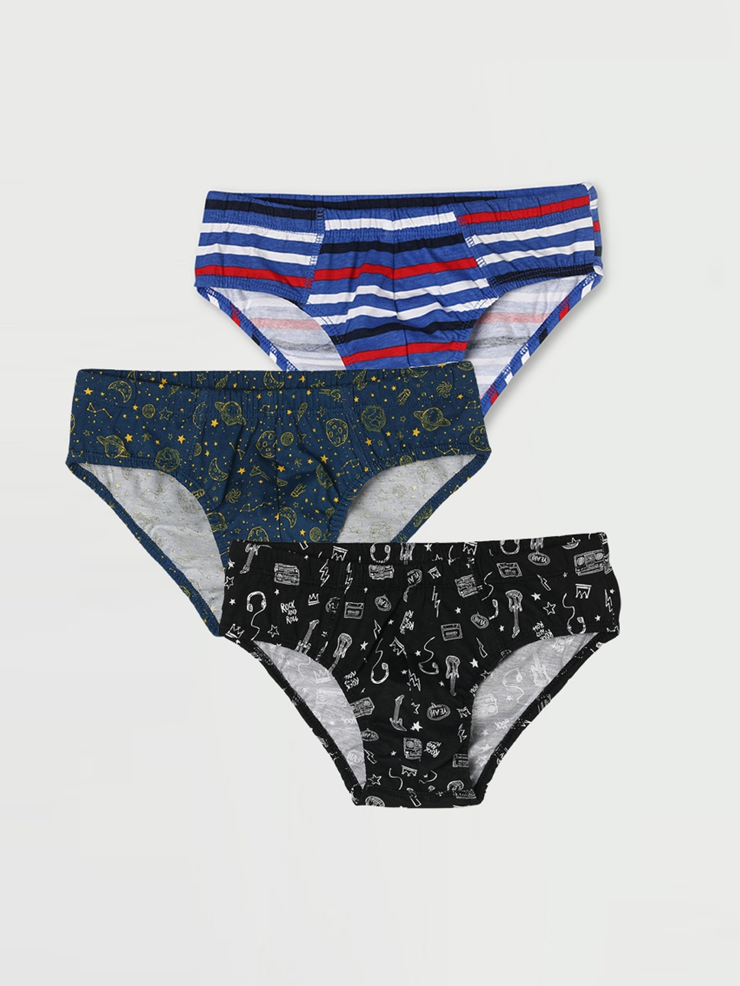 

Fame Forever by Lifestyle Boy Pack Of 3 Printed Pure Cotton Basic Briefs, Black