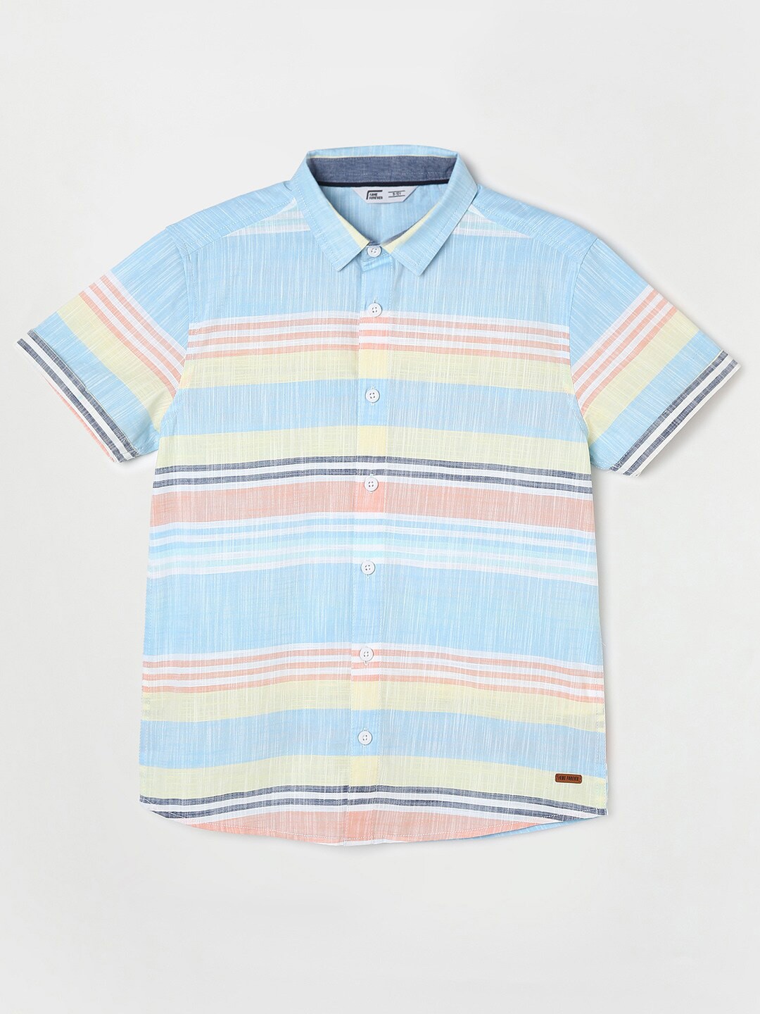 

Fame Forever by Lifestyle Boys Horizontal Striped Pure Cotton Casual Shirt, Blue