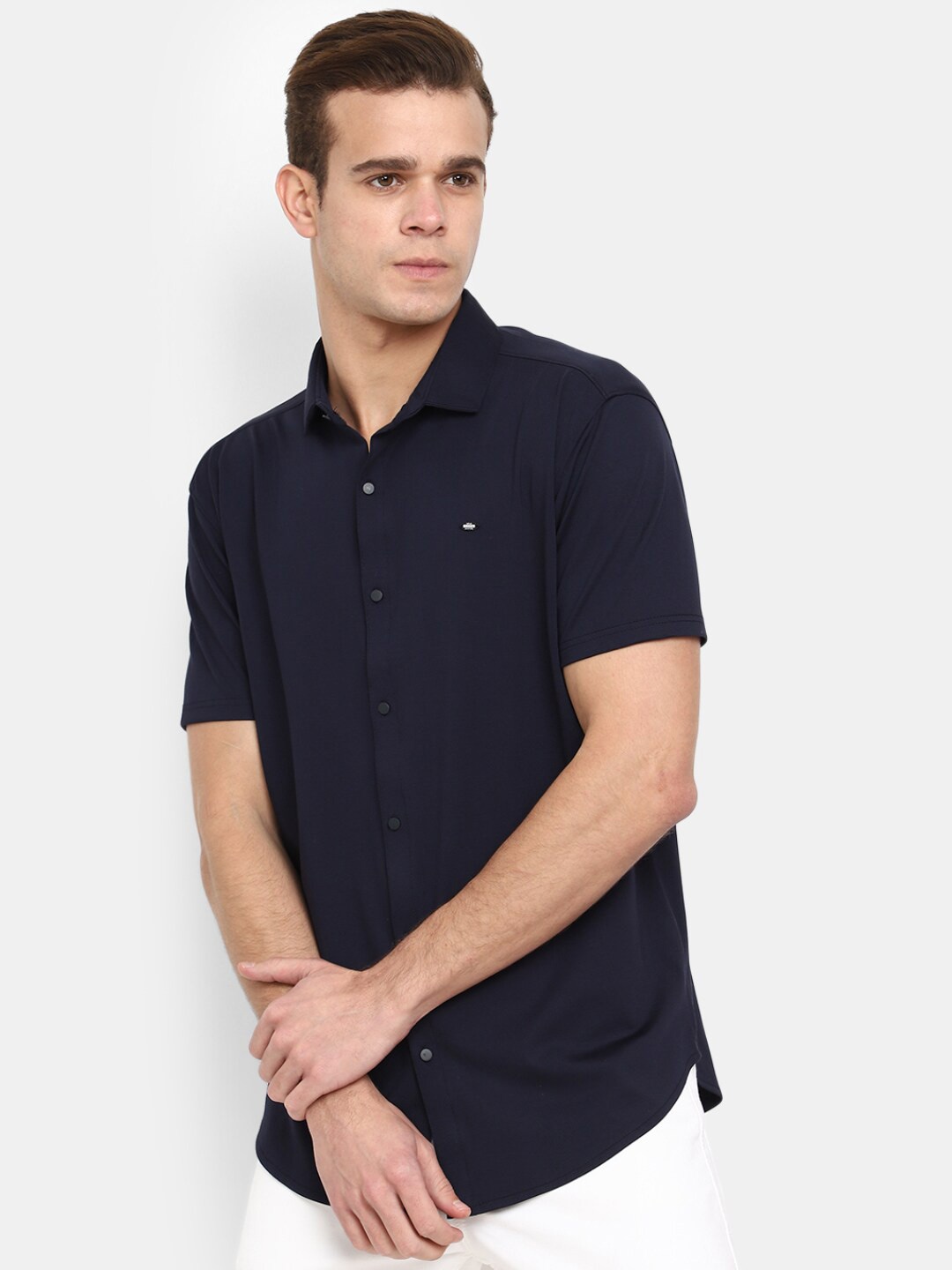 

V-Mart Polo Collar Cotton T-shirt, Navy blue