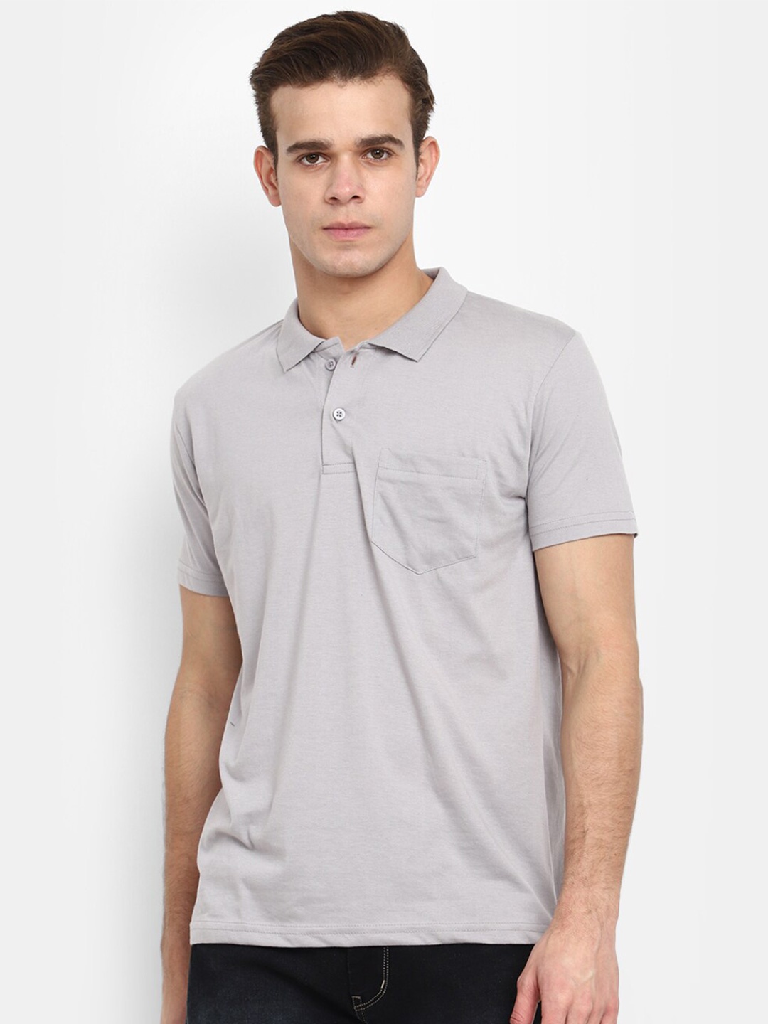 

V-Mart Polo Collar Slim Fit Cotton T-shirt, Grey