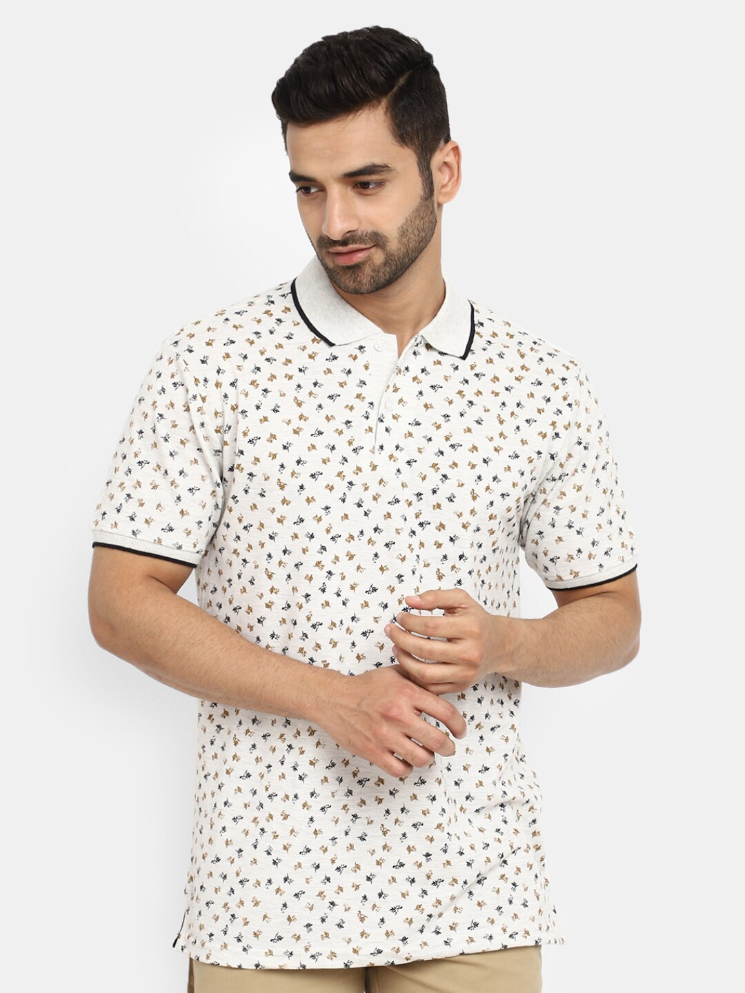 

V-Mart Conversational Printed Polo Collar T-Shirt, Grey