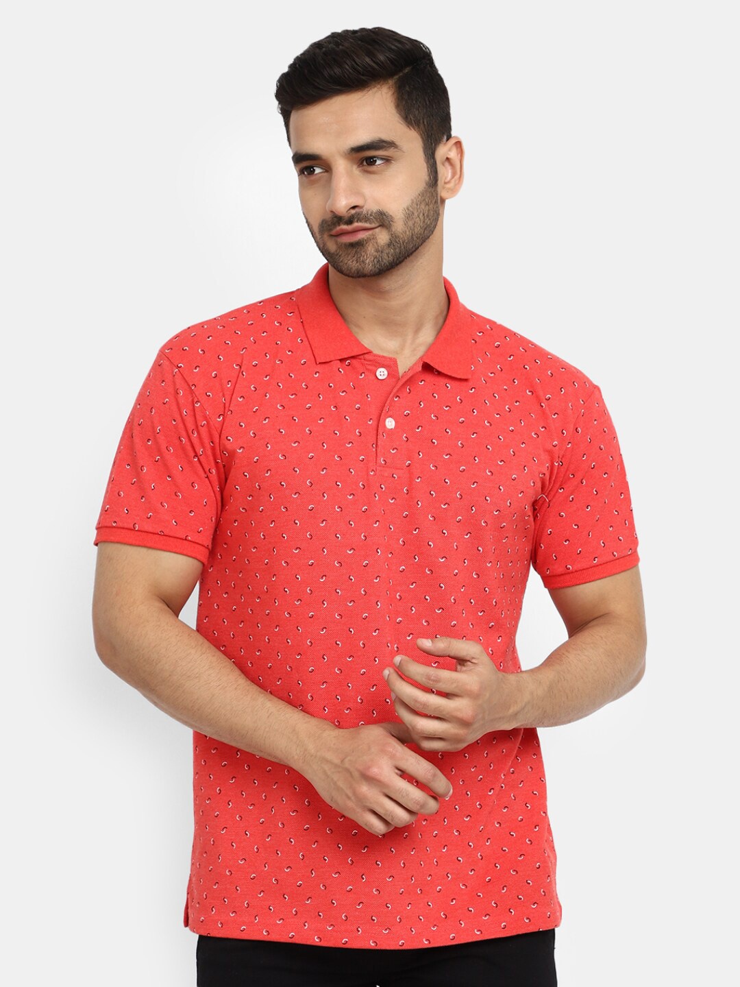 

V-Mart Conversational Printed Polo Collar T-Shirt, Red