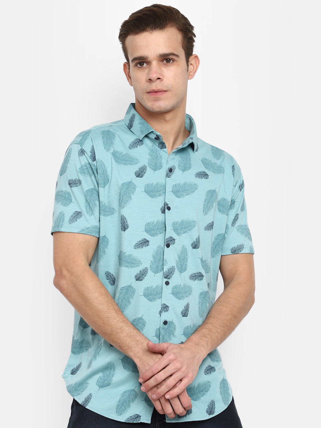 

V-Mart Men Floral Printed Cotton Casual Shirt, Blue