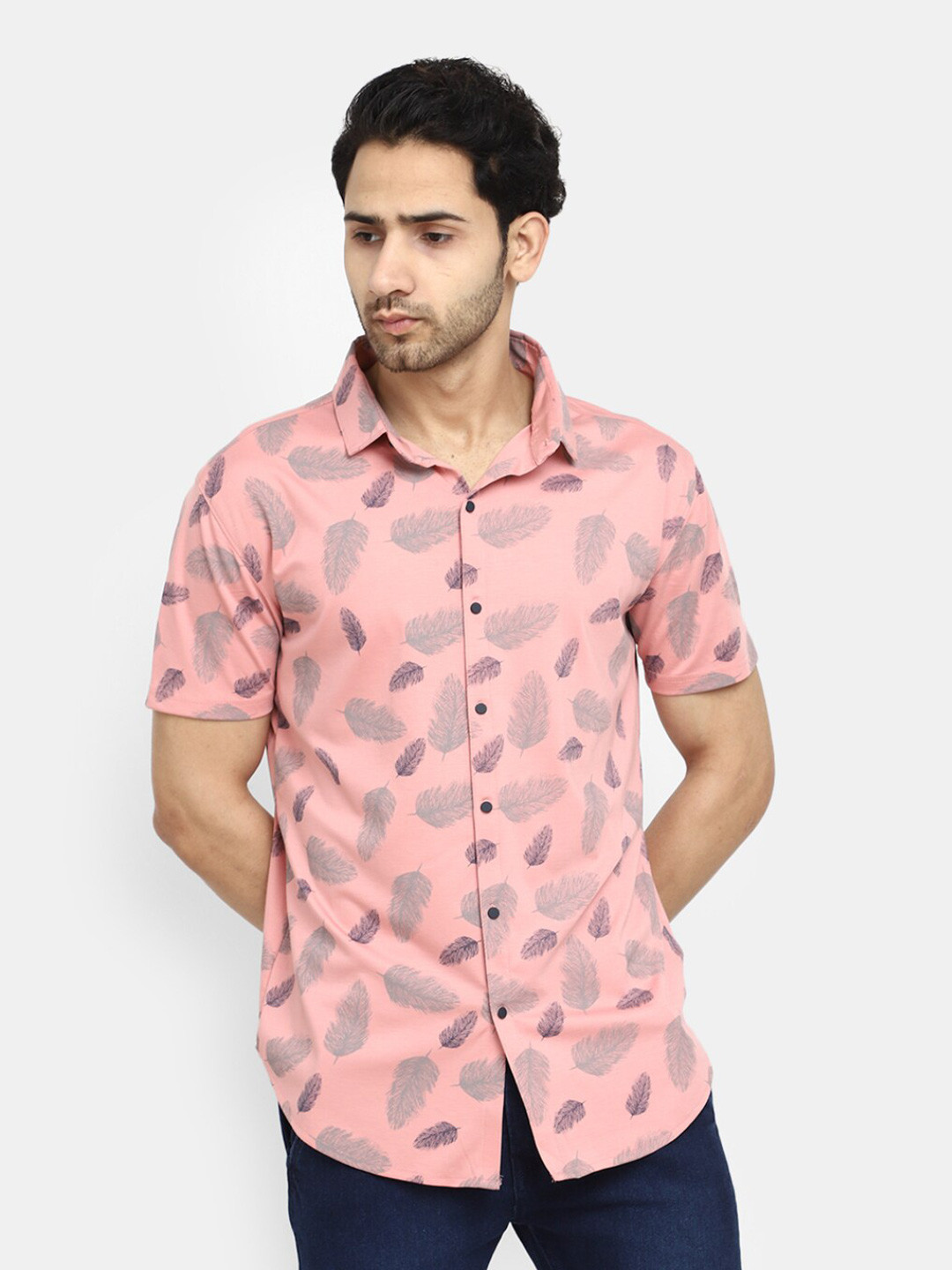 

V-Mart Floral Printed Cotton Casual Shirt, Pink