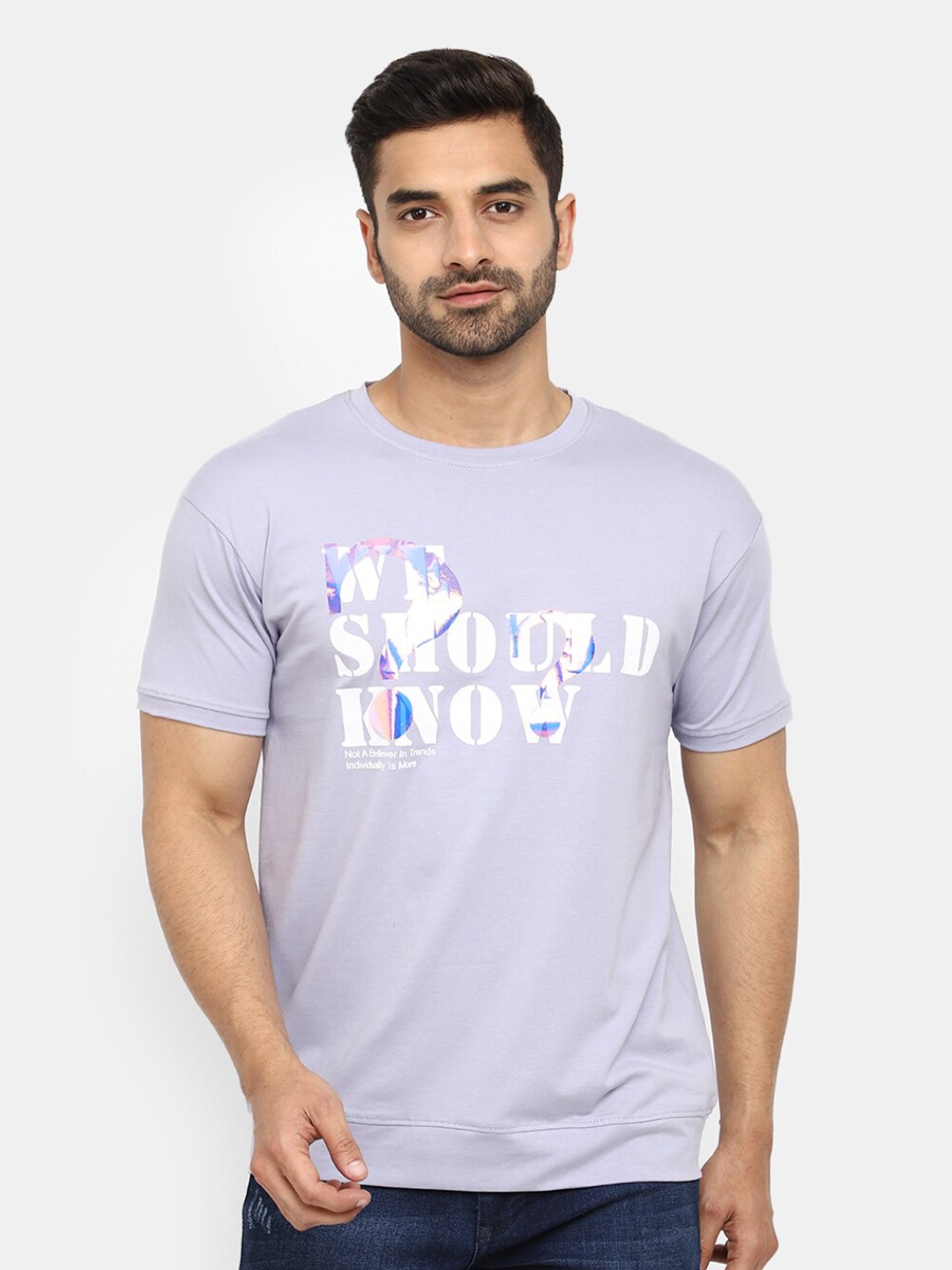 

V-Mart Typography Printed Cotton T-Shirt, Lavender
