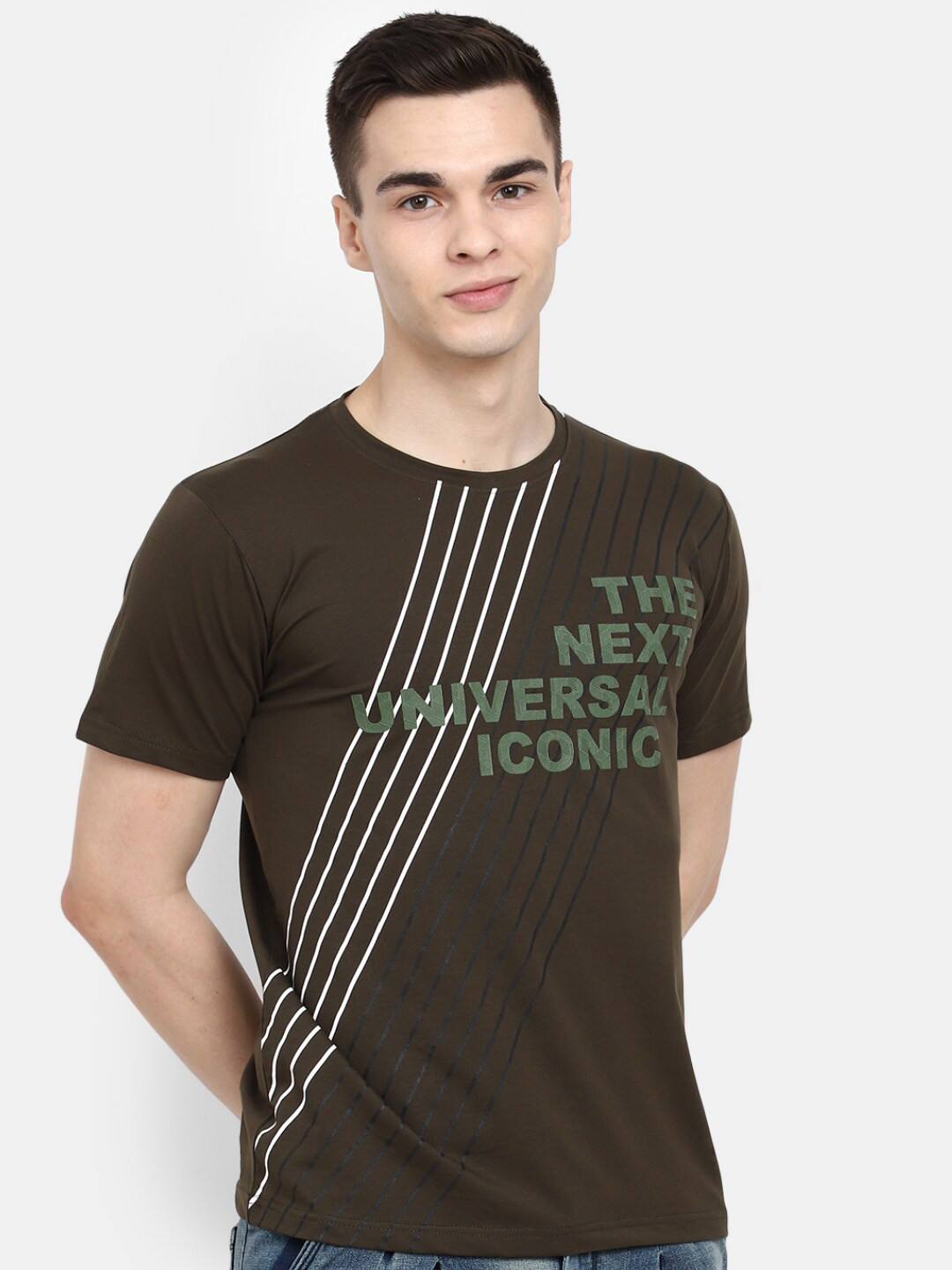 

V-Mart Typography Printed Cotton Casual T-shirt, Brown