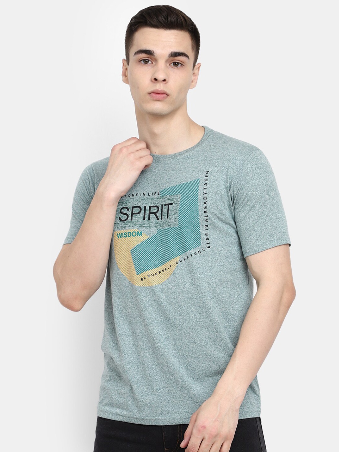 

V-Mart Typography Printed Slim Fit T-Shirt, Green