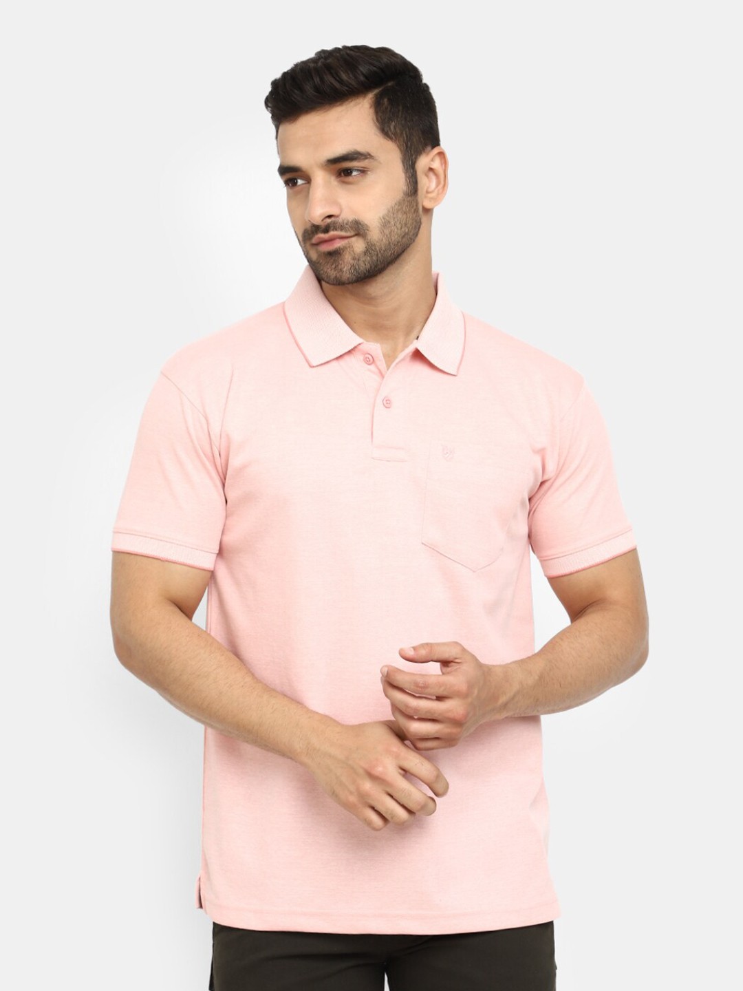 

V-Mart Polo Collar Cotton Casual T-shirt, Peach
