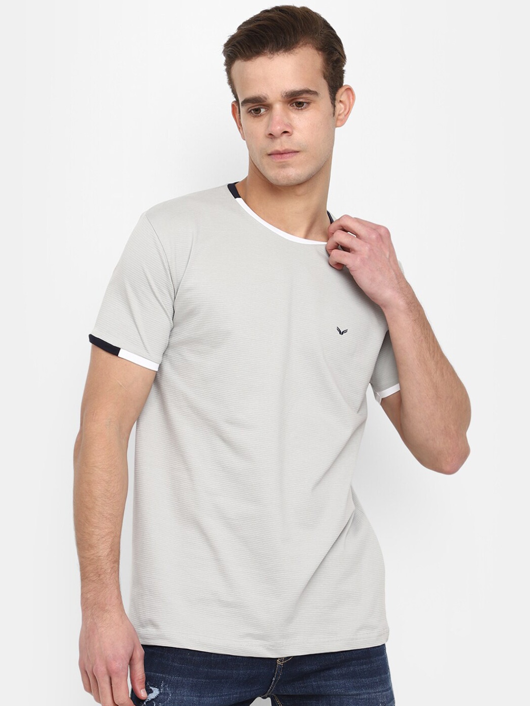 

V-Mart Round Neck Cotton T-shirt, Grey