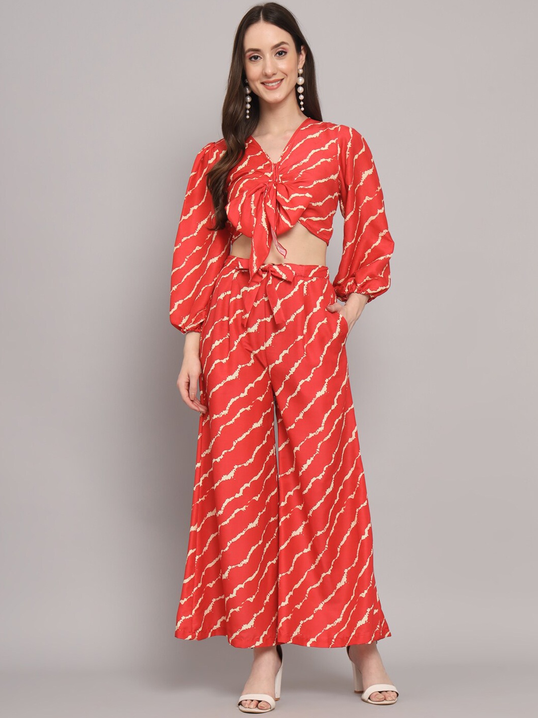 

Myshka Lehriya Printed Top & Palazzo, Red