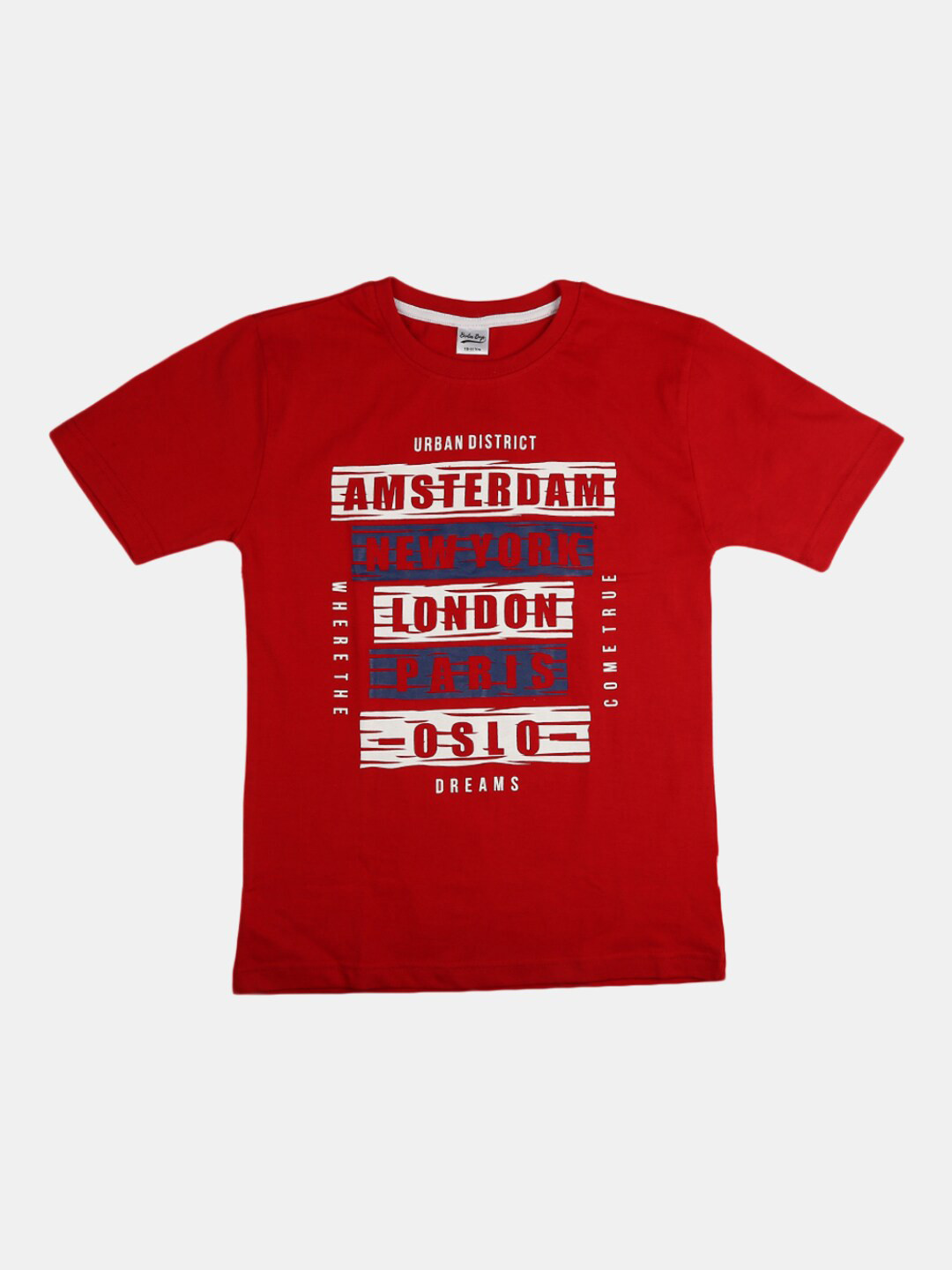 

V-Mart Boys Typography Printed Round Neck Cotton T-shirt, Red