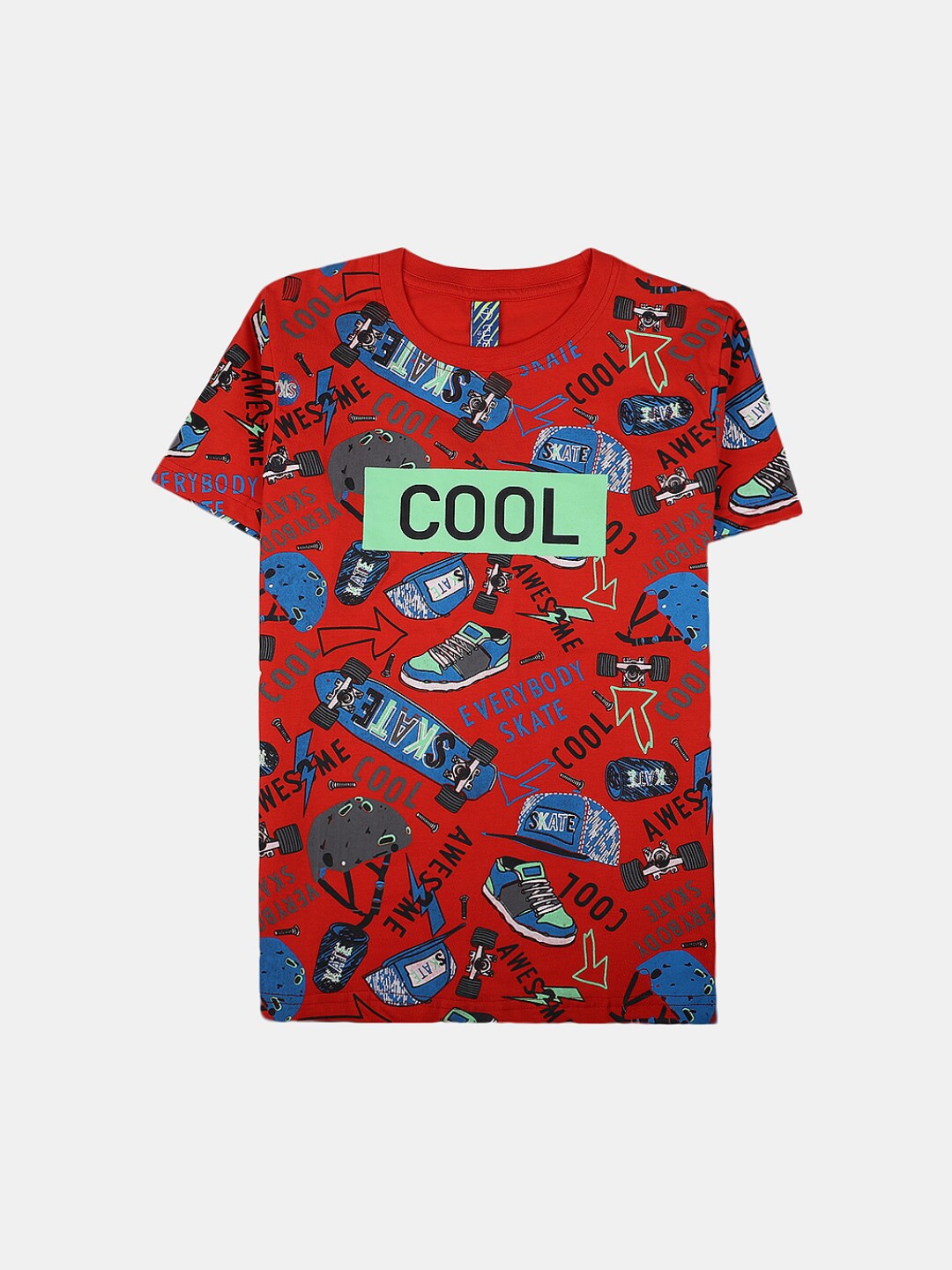 

V-Mart Boys Graphic Printed Round Neck Cotton T-shirt, Red