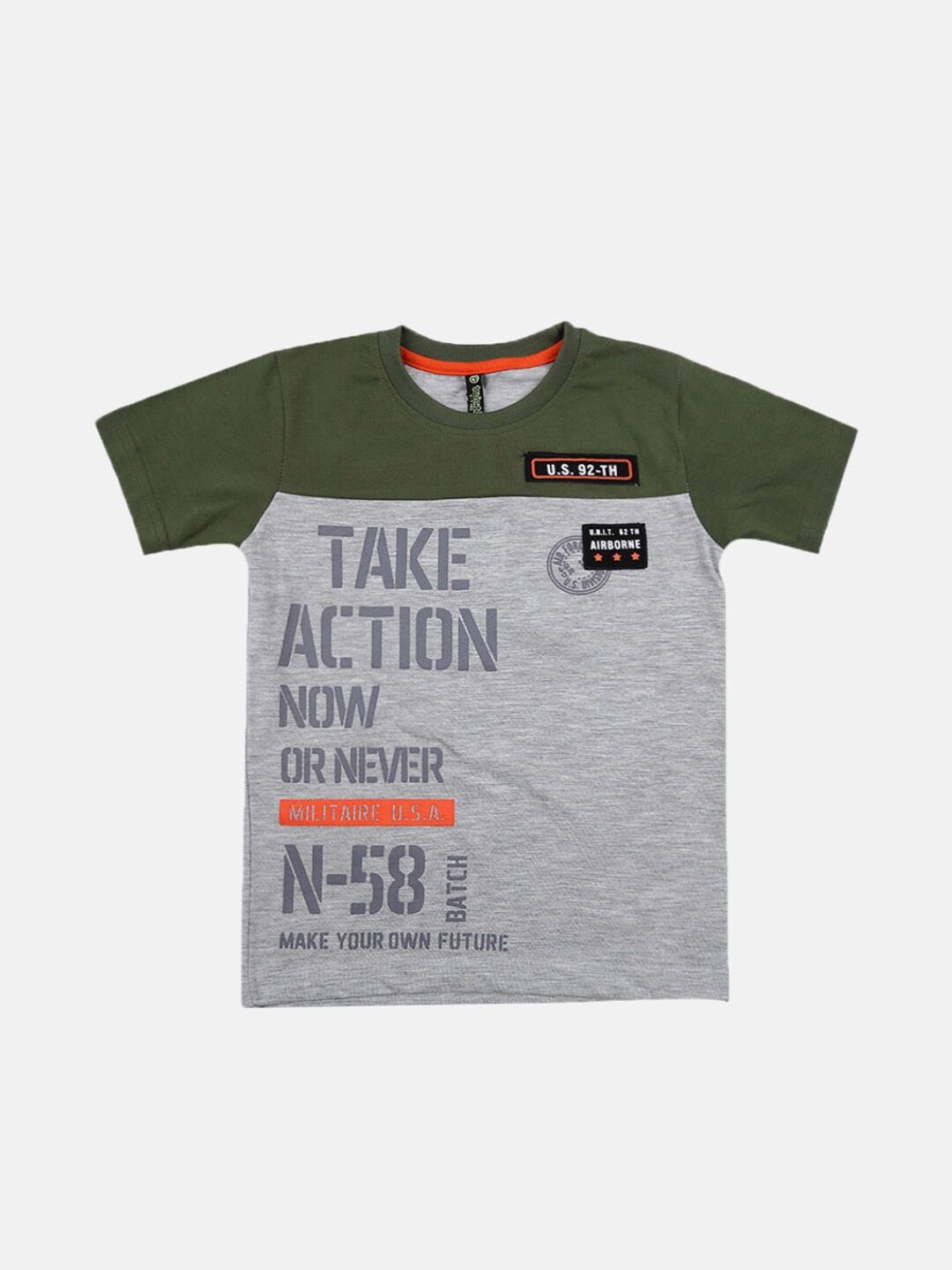 

V-Mart Boys Typography Printed Round Neck Cotton T-shirt, Grey