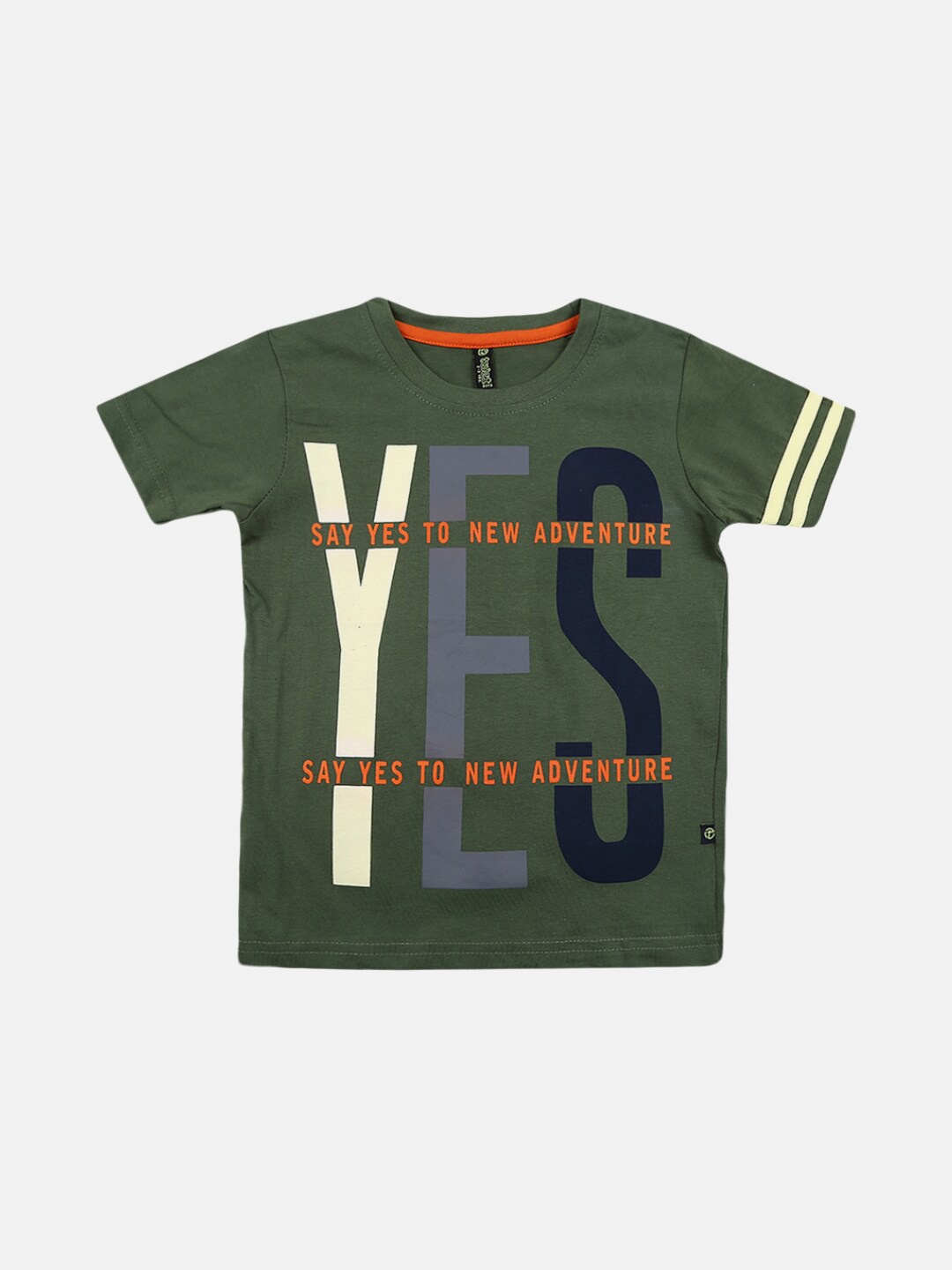 

V-Mart Boys Typography Printed Cotton T-shirt, Olive