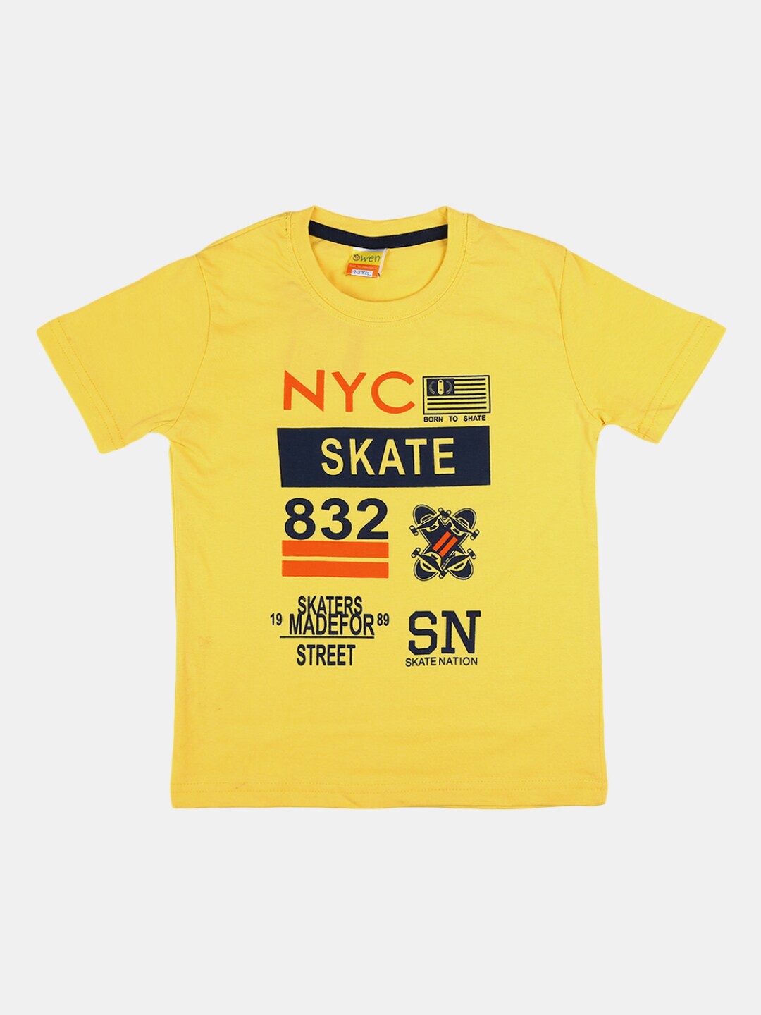 

V-Mart Boys Typography Printed Round Neck Cotton T-shirt, Yellow