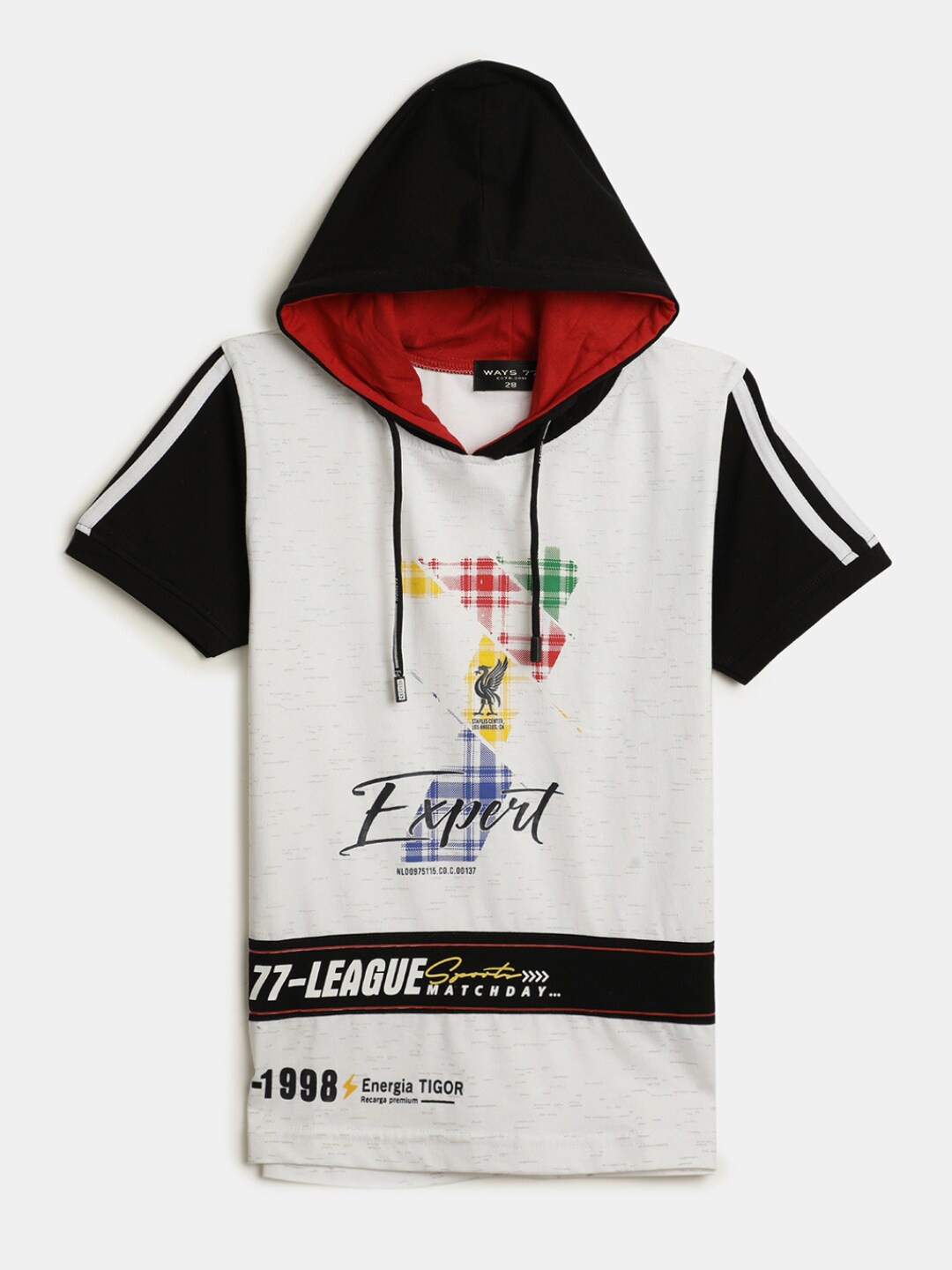 

V-Mart Boys Typography Printed Hooded Cotton T-shirt, White