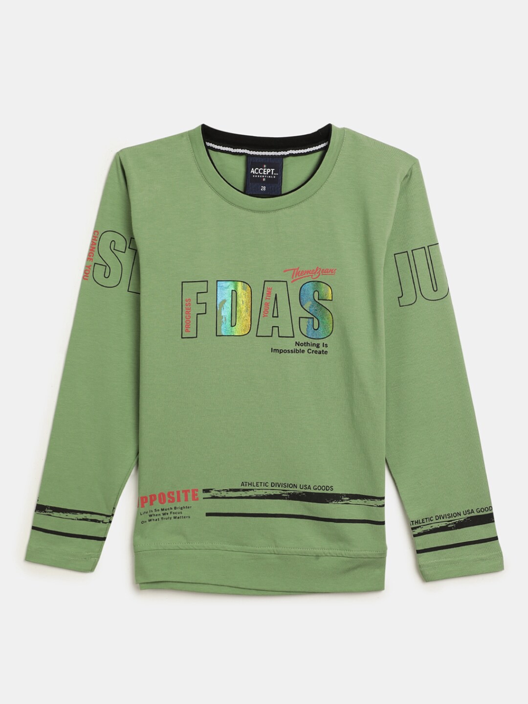 

V-Mart Boys Typography Printed Cotton T-Shirt, Green