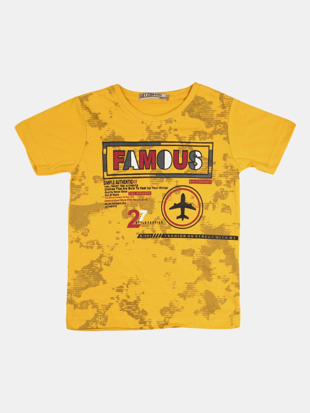 

V-Mart Boys Typography Printed Cotton T-Shirt, Mustard