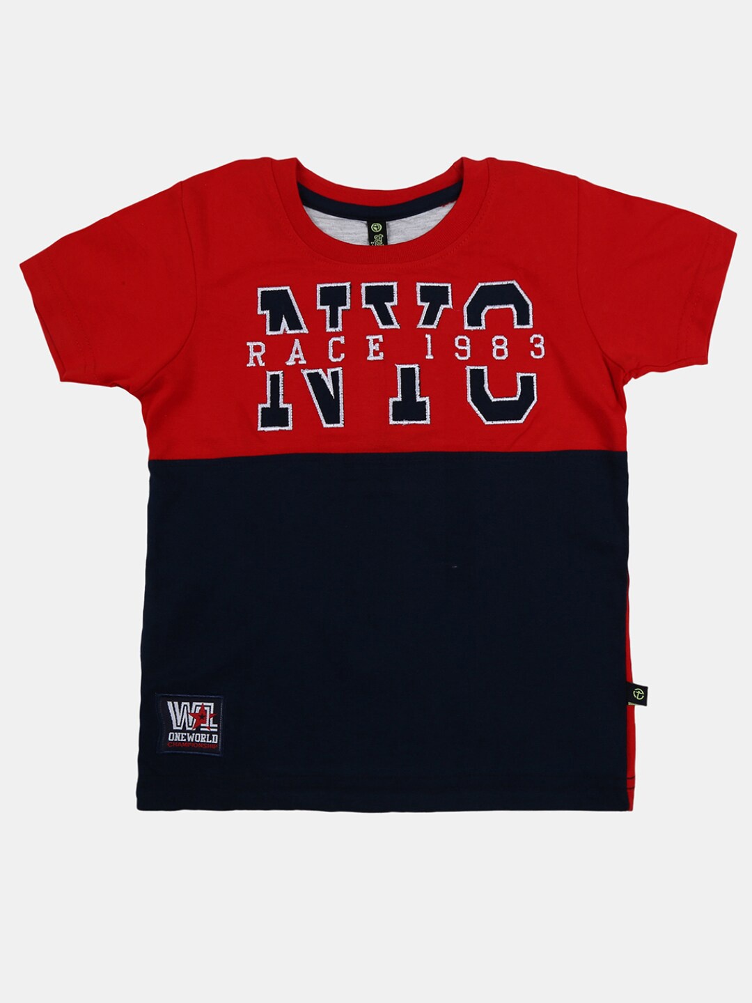 

V-Mart Boys Colourblocked Cotton T-shirt, Red
