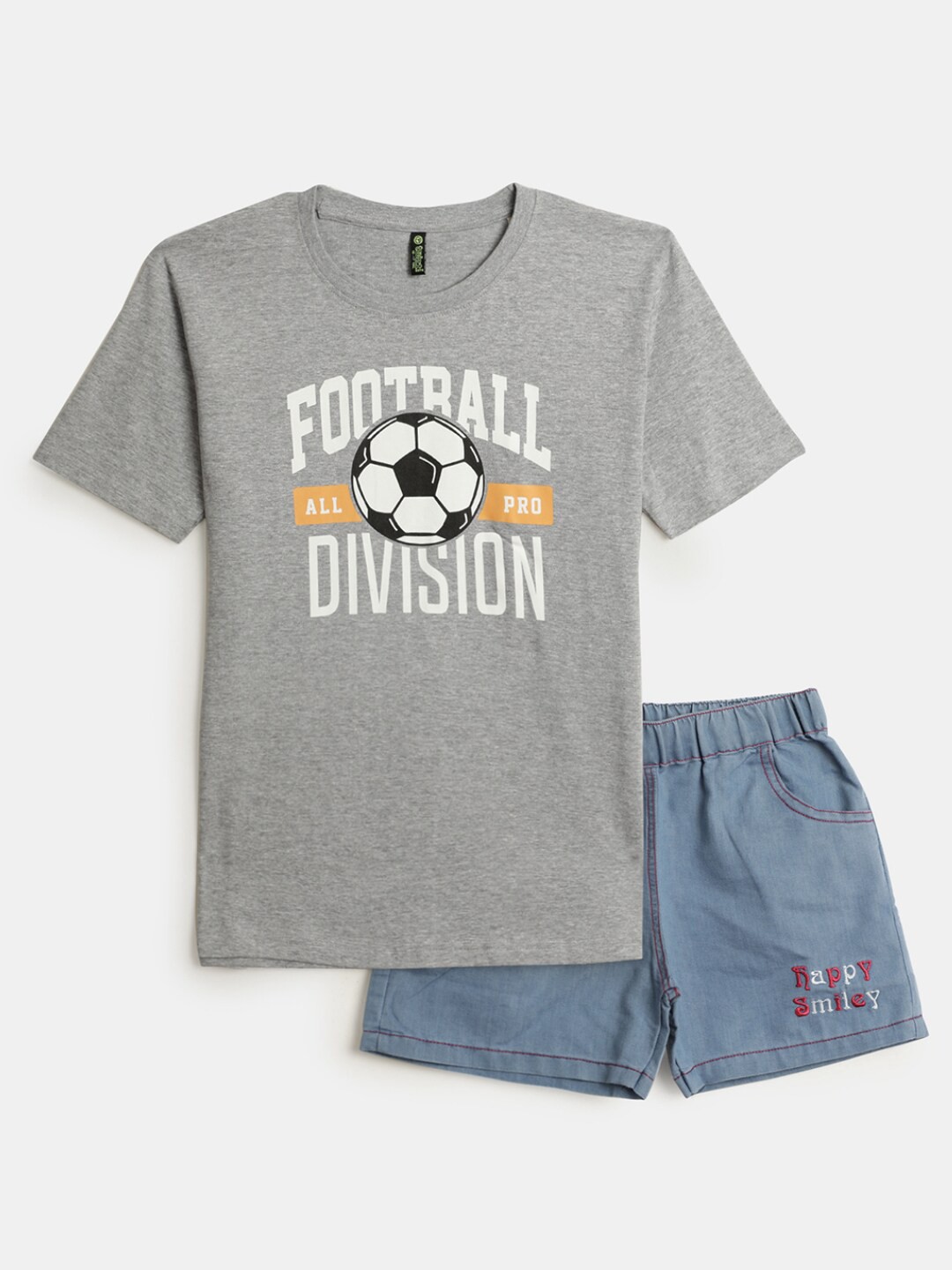 

V-Mart Boys Typography Printed Cotton Shorts And T-Shirt, Grey