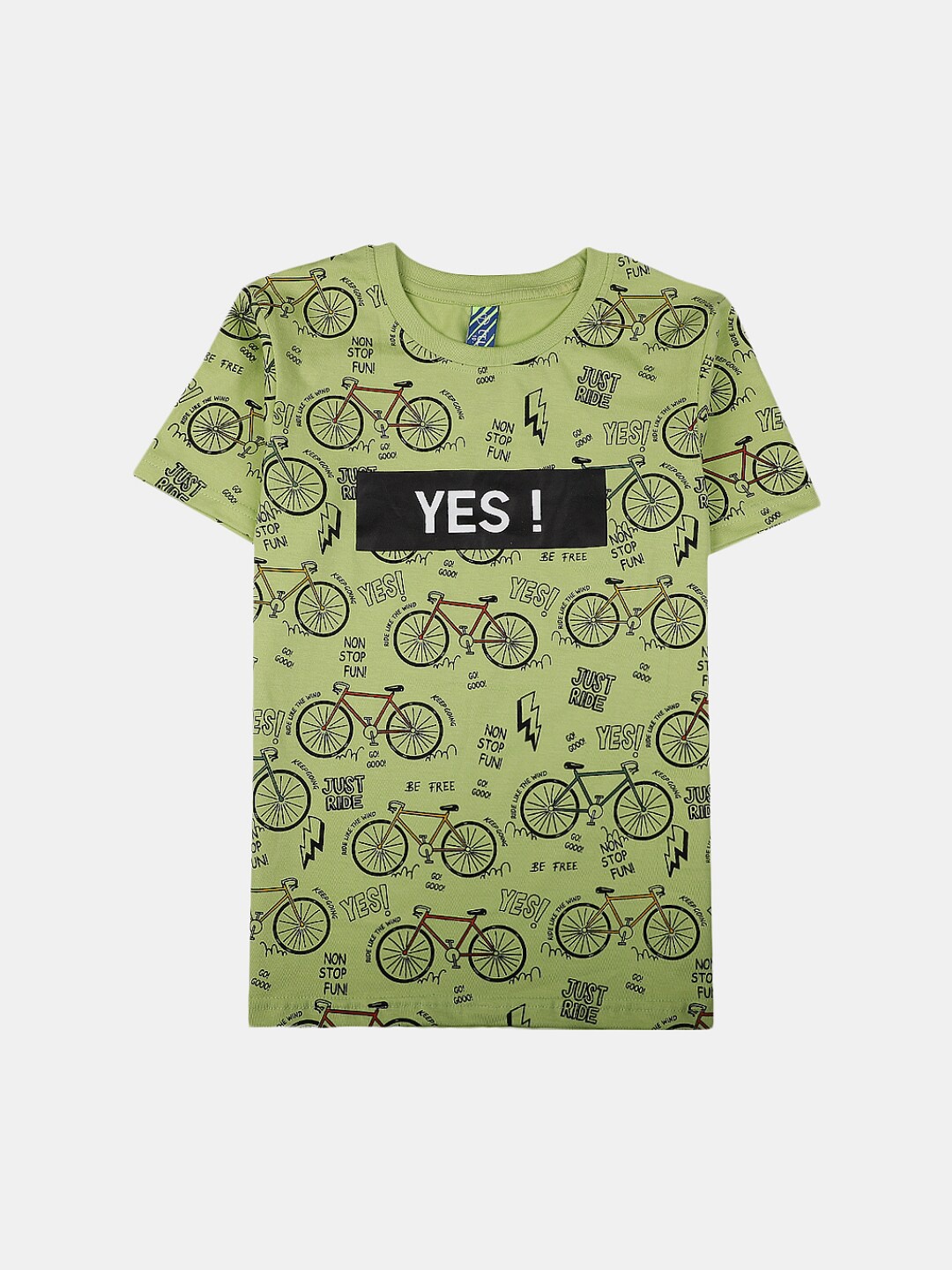 

V-Mart Boys Conversational Printed Round Neck Cotton T-shirt, Olive