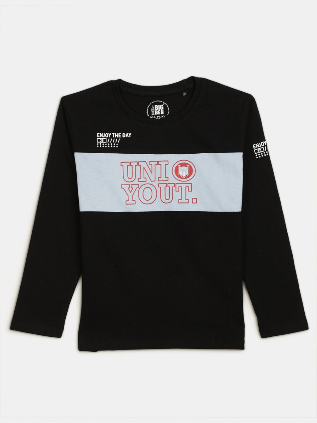 

V-Mart Boys Typography Printed Long Sleeves Cotton T-shirt, Black