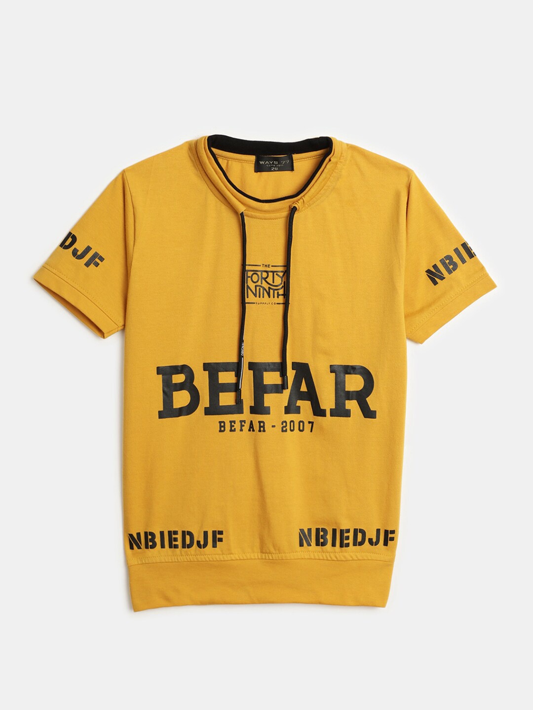 

V-Mart Boys Typography Printed Round Neck Cotton T-shirt, Mustard
