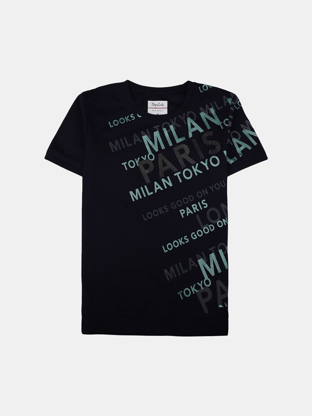 

V-Mart Boys Typography Printed Cotton T-shirt, Navy blue