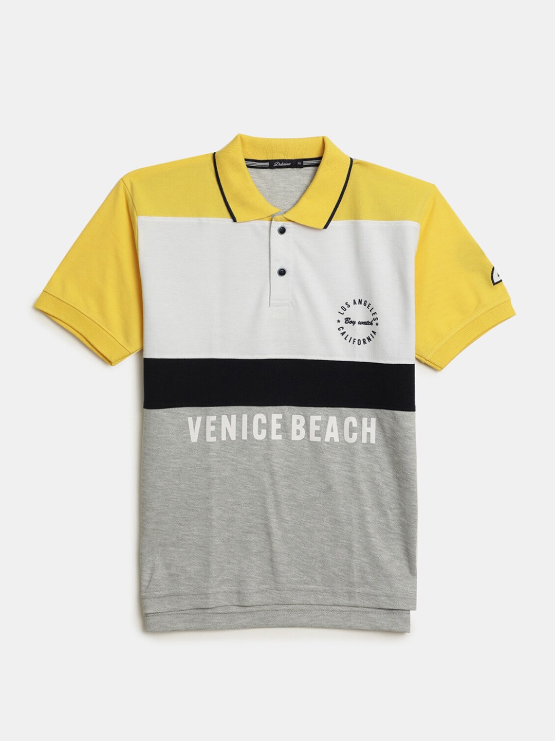 

V-Mart Boys Colourblocked Polo Collar Cotton T-shirt, Grey