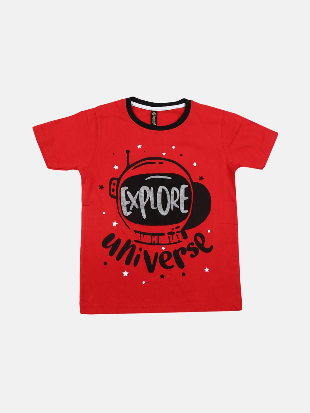 V-Mart Boys Typography Printed Short Sleeves Cotton T-shirt, Red