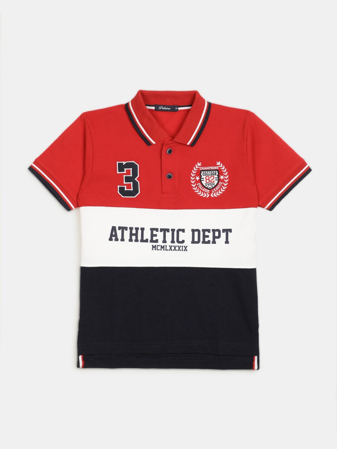 

V-Mart Boys Striped Polo Collar Cotton T-shirt, Red