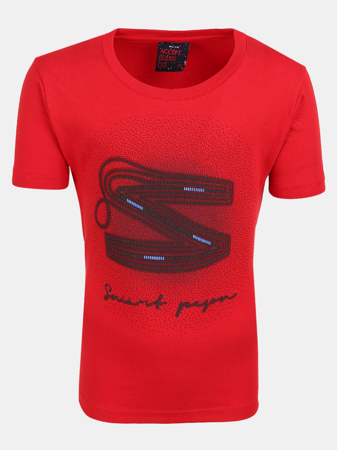 

V-Mart Boys Red Typography Printed Round Neck Cotton T-shirt