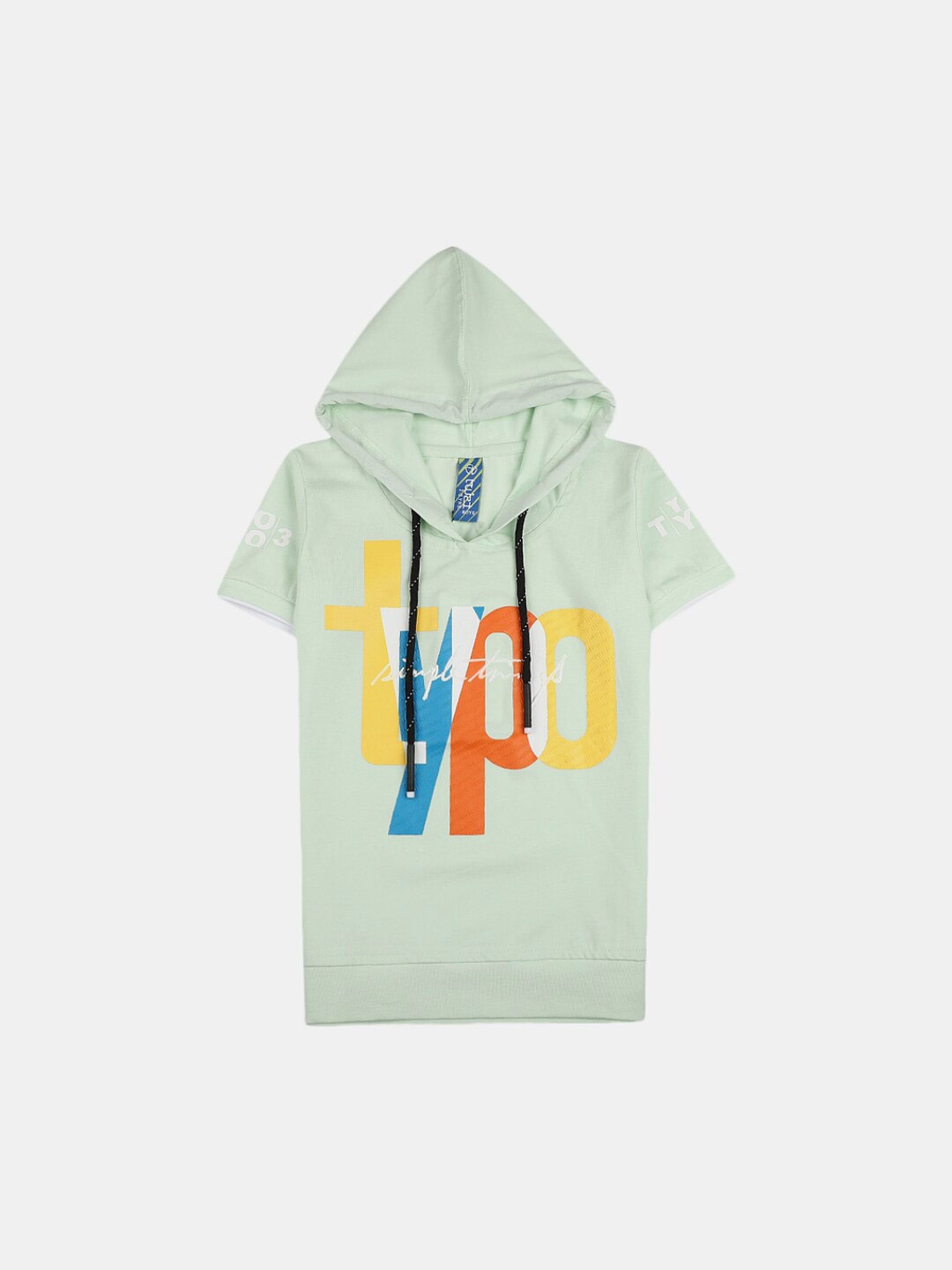 

V-Mart Boys Typography Hooded Cotton T-shirt, Green