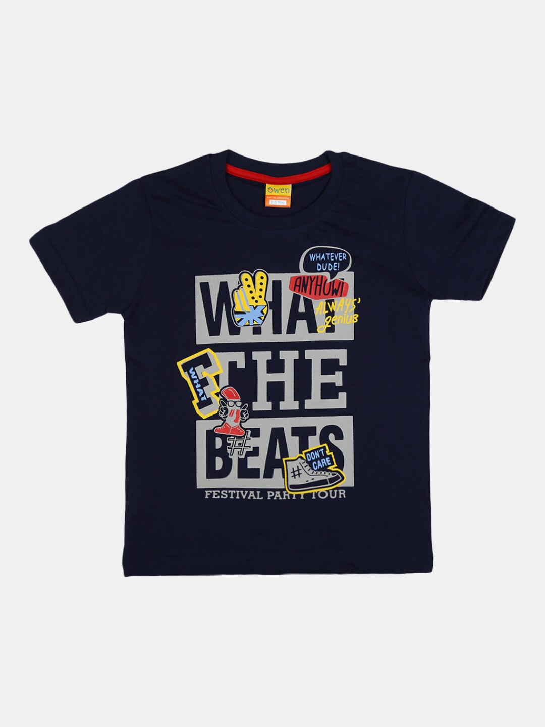 

V-Mart Boys Typography Printed Cotton T-shirt, Navy blue