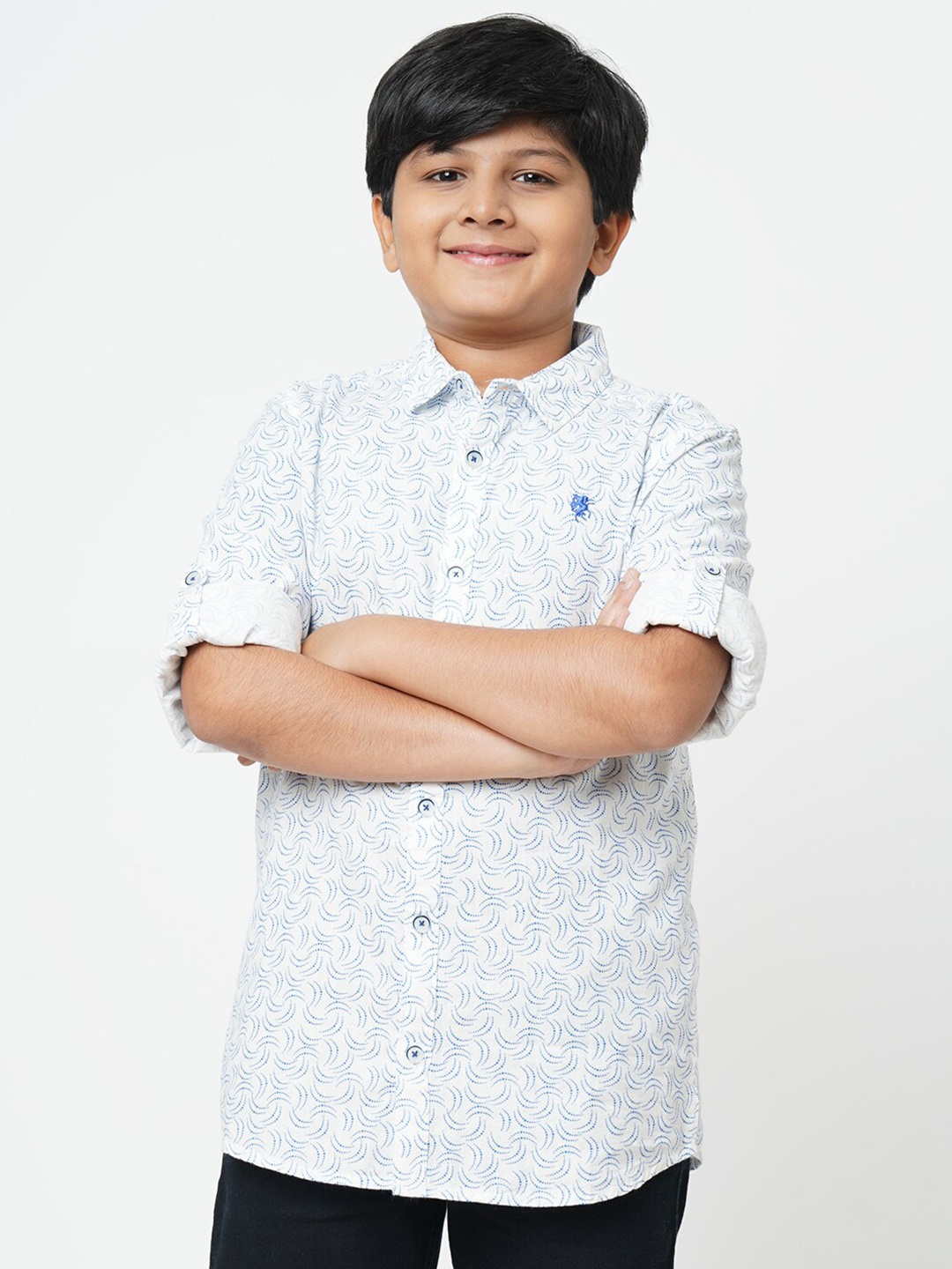 

URBAN SCOTTISH Boys Abstract Printed Pure Cotton Casual Shirt, Blue