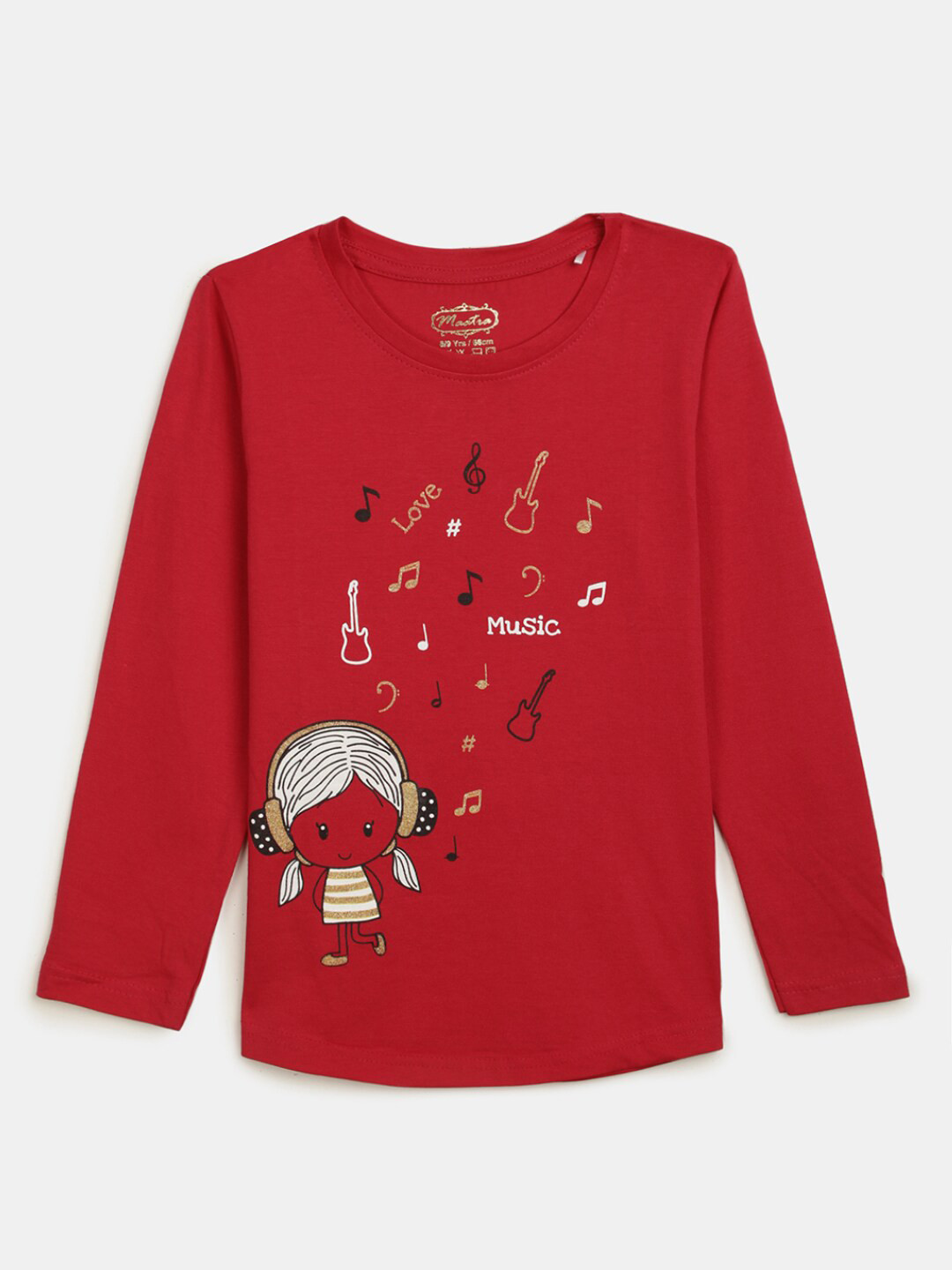 

V-Mart Girls Graphic Printed Long Sleeves Cotton T-shirt, Red